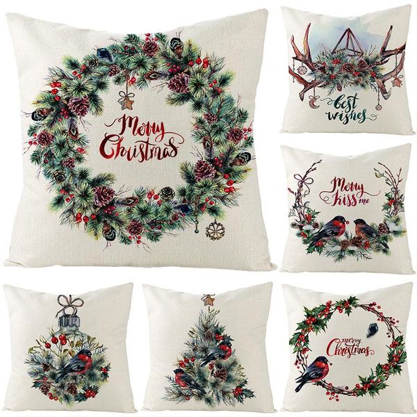 

pillow case christmas tree cushion cover flower home decor for family living room chair year pillowcase 45x45cm