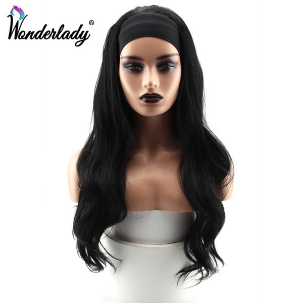 

synthetic wigs wonderlady headband wig natural black 1b #4 brown 26" long body wave for women daily party heat resistant fiber