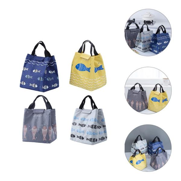 

storage bags 4 pcs 1 set cartoon lunch heat preservation bento