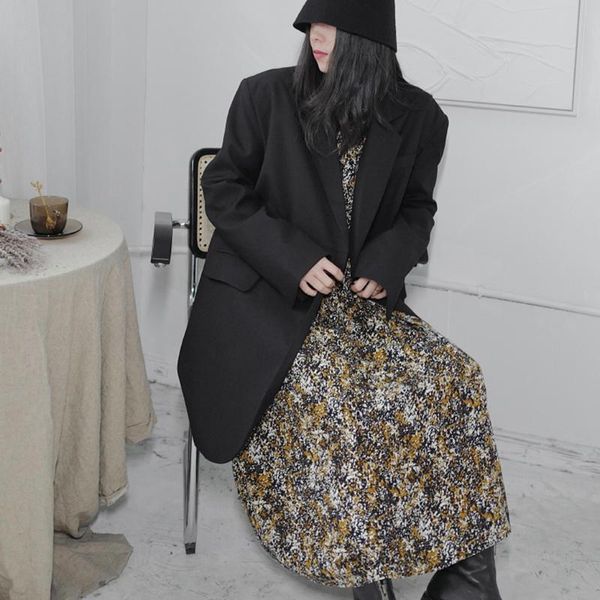 

women's suits & blazers big size women black blazer notched collar long sleeve loose fit jacket fashion tide spring autumn 2021 1dd3184, White;black