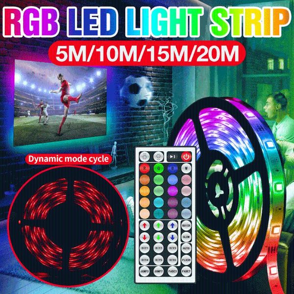 

12v rgb waterproof light strip 5m 10m 15m 20m flexible ribbon fita 20 colors led diode tape decoration lamp eu uk us plug