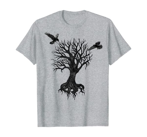 

tree of life yggdrasil odin's raven norse mythology viking t, White;black