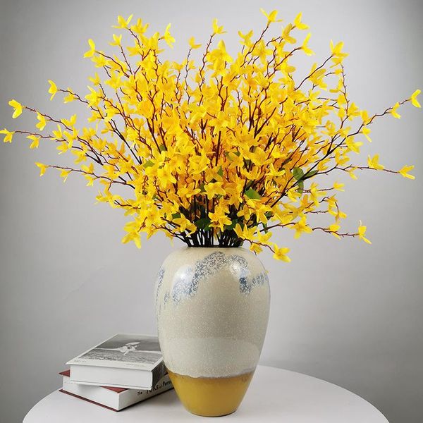 

a bunch of artificial spring holiday flowers rose pink red yellow wedding holiday party autumn home decoration