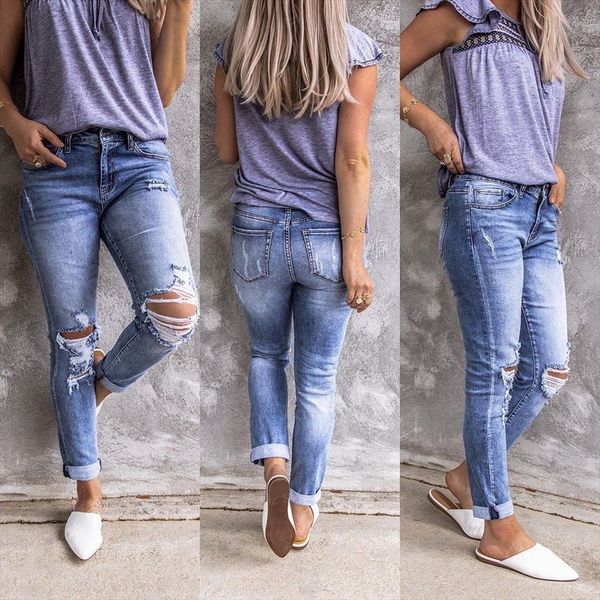 

korean slim fit demin women pants jeans fashion ripped vintage solid high waist straight denim jeggings ladies skinny trousers, Black;white