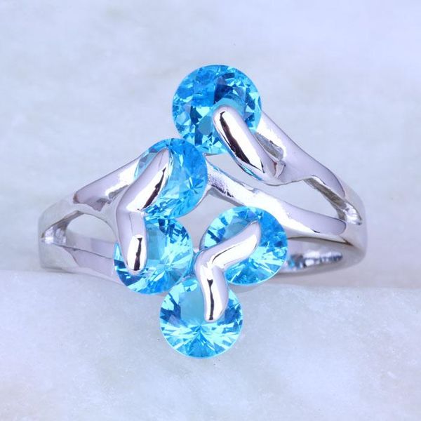 

cluster rings love monologue the unique design blue crystal silver color for women j0429 size 6/7/8/9 fast & jewelry bag, Golden;silver