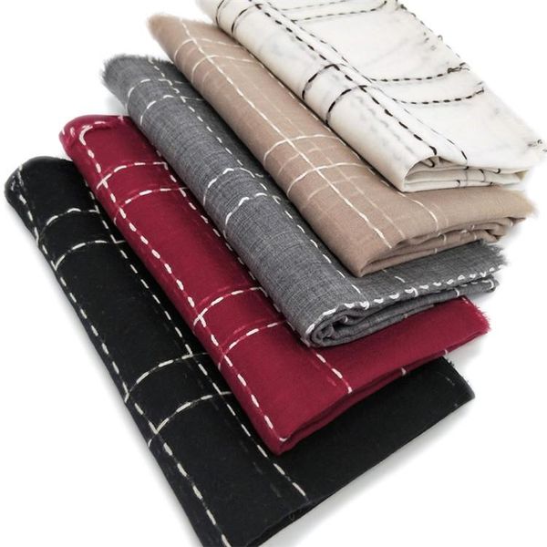 

scarves large size 100%wool women fashion plaid thin scarfs shawl pashmina 90x200cm small tassel retail mix bulk wholeasle, Blue;gray