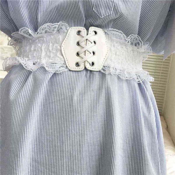 Ajustável gótico laço para cima cintura larga cintura corset largamente cintas de couro de couro mulheres emagrecimento cintura vestido cinto g220301