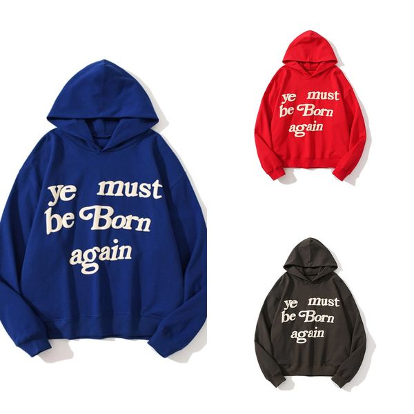 

kanye west ye must be born again hoodie men women foaming printing embroidery sweatshirts hooded x0602, Black