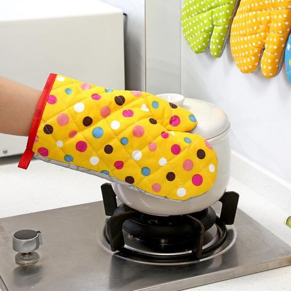 

kitchen cooking microwave oven gloves mitts dot pot pad heat proof protected cd