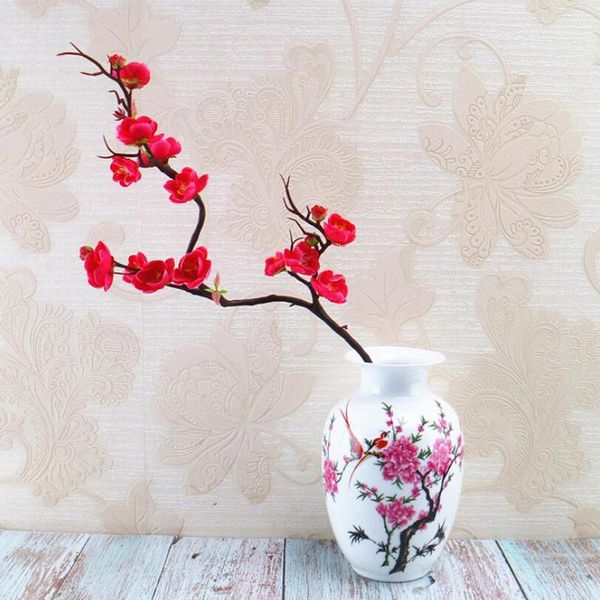 

decorative flowers & wreaths artificial plum cherry blossoms silk flores sakura tree branches home table living room decor diy wedding