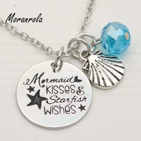 

pendant necklaces arried " mermaid kisses and starfish wishes "copper silver necklace &keychain,charm, inspirational jewelry tail