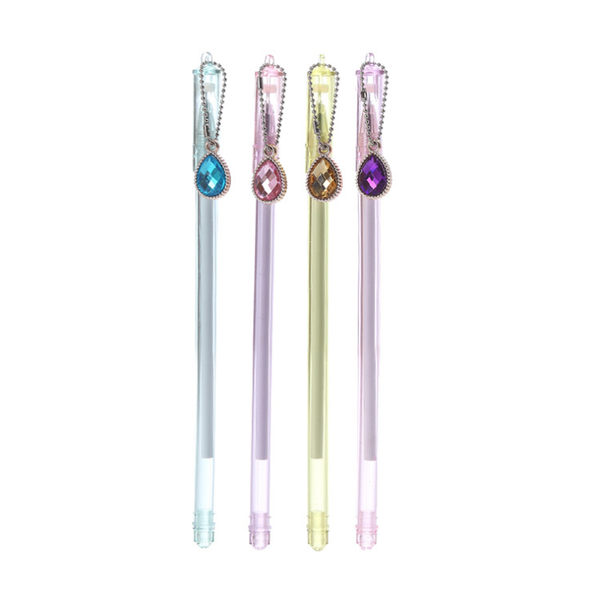 

gel pens 4pc sweet heart gem pendant pen kawaii learning stationery creative writing black signature marker office school supplies
