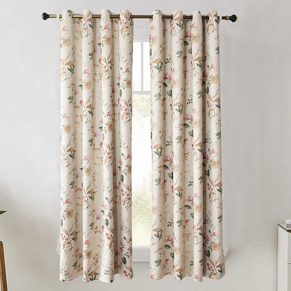 

curtain & drapes american retro printed curtains for living room pastoral style floral blinds faux linen bedroom window treatments