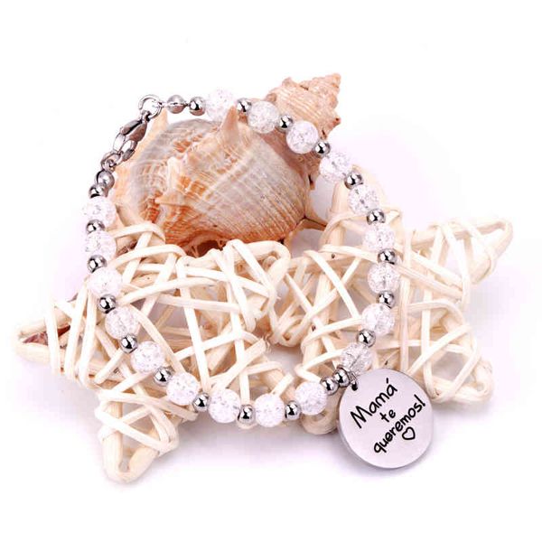 

wholale price stainls steel statement female cute girl white bead women bracelet, Golden;silver