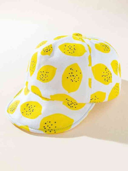 

baby lemon print baseball cap she, Yellow