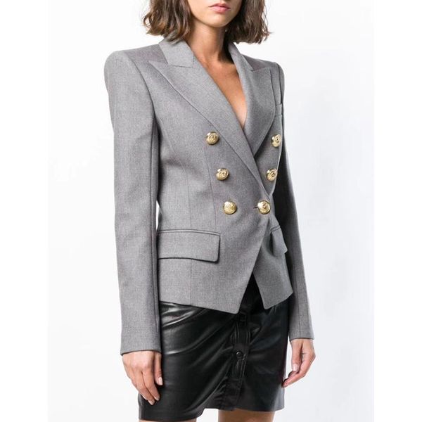 

quality new high fashion 2021 designer blazer women's double breasted metal lion buttons cotton-blend blazer jacket, White;black