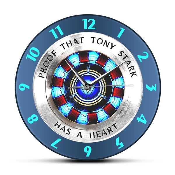 Der Beweis, dass Tony Stark ein Herz hat. Arc Reactor-Wanduhr, Superheld, moderne Hängewanduhr, Filmuhr, Heimdekoration, Wandkunst 210310