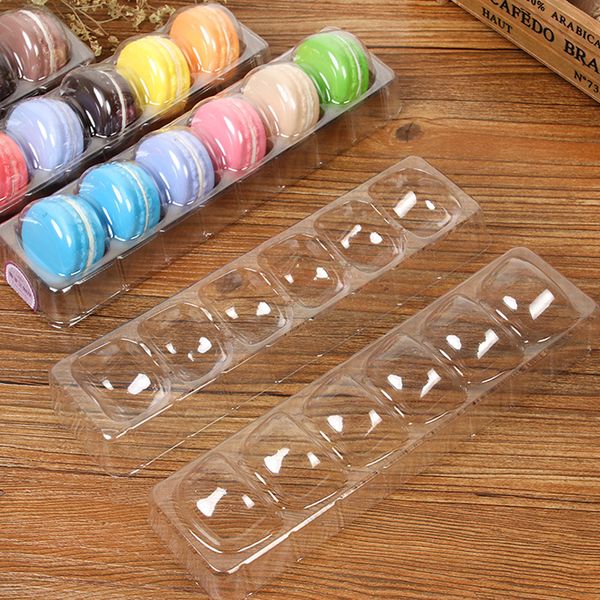 

6 grid macaron packing boxes clear plastic baking macarons container party cake cookie box