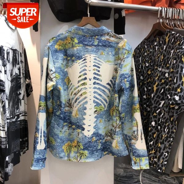 

trendy bone printing kapital shirt men women high-quality loose beach style tees kapital shirts longsleeve shirt #bl7k, White;black