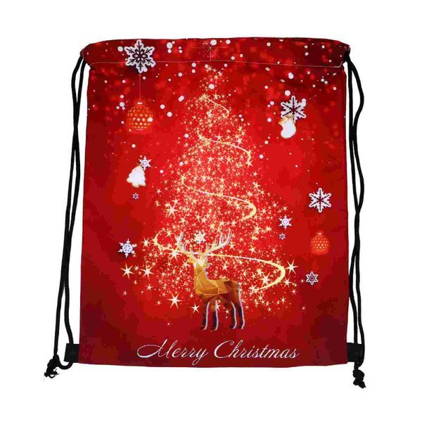 

christmas decorations 1pc 3d printing backpack reusable pouch elk drawstring bag