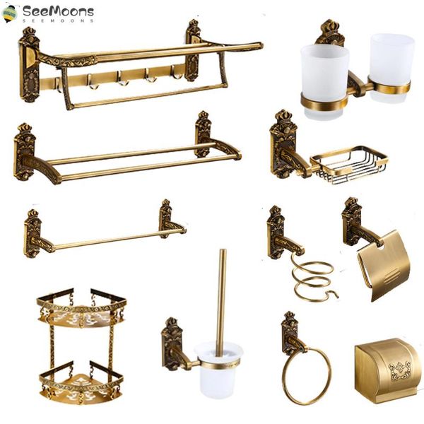 

bath accessory set antique bathroom carved accessories towel rack hardware creative rectangular