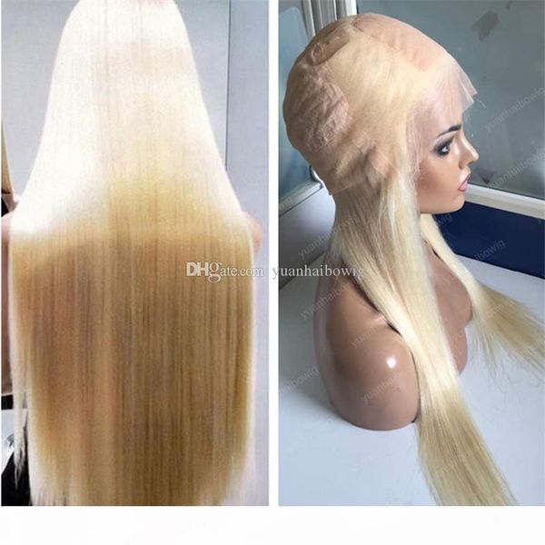 

blonde virgin hair wig 613 silk straight brazilian silk full lace wig ing, Black;brown