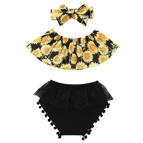 

wear ins children's / girls' spring and summer sunflower printing set, White