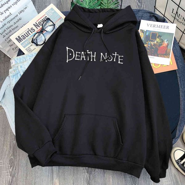 

men's hoodie, printed with death note, loose casual wear, japane animation sweatshirt, polar lining, winter, Black