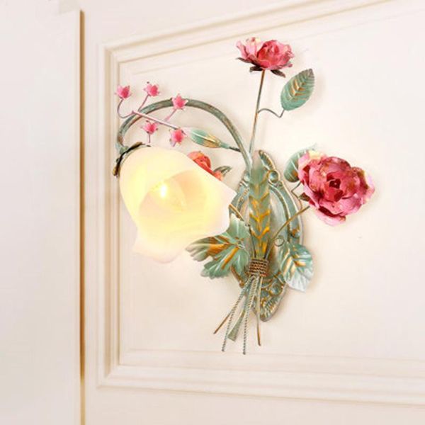 

wall lamp korean garden flower balcony bedroom rose iron