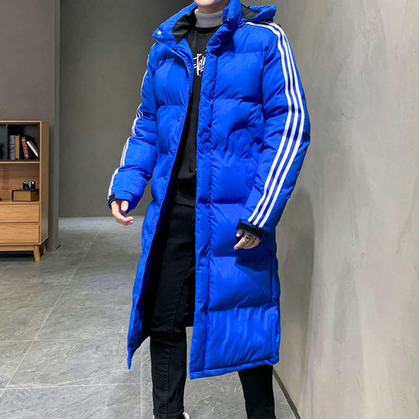 

winter cotton padded jacket men's down thickened winter medium long down cotton jacket warm large size coat printable coat men's c, Black