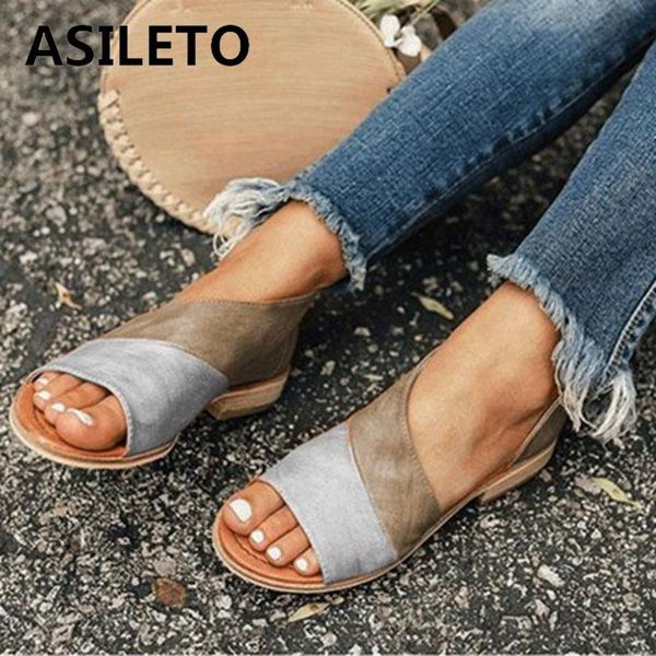 

asileto new 2021 women sandals open toe block heels patchwork stylish concise classic comfy soft big size 35-43 casual s2171, Black