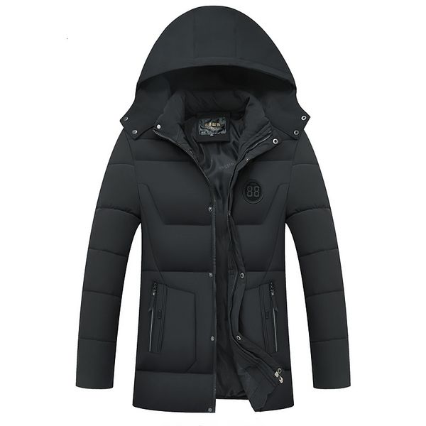 

2021 new long and hard warm men jacket male parka coat with hood winter business casual solid q1oa, Black