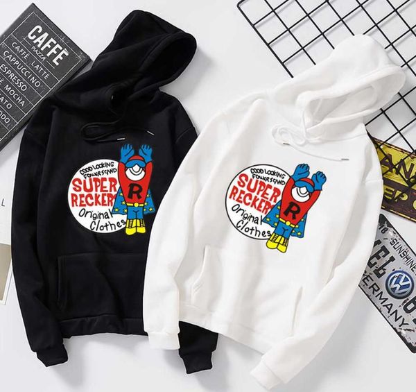 

women's hoodies & sweatshirts couple cartoon graphic printed hoodie 2021 autumn/winter fashion street loose casual oversized sweatshirt, Black