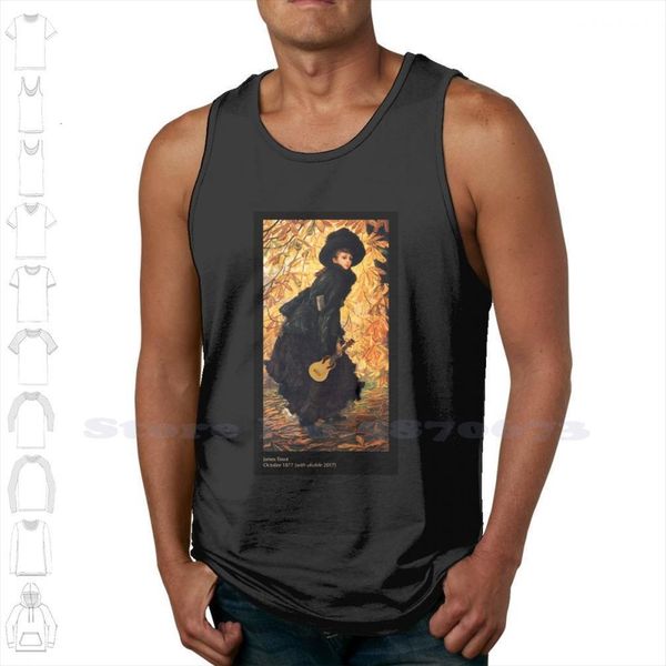

octobre with ukulele black white sleeveless tank men women uke ukuleles james october modern life, White;black