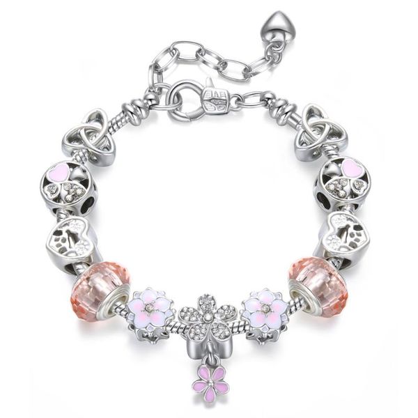 

charm bracelets 925 making silver flower beads for women european & bangles femme bridal wedding fine jewelry, Golden;silver