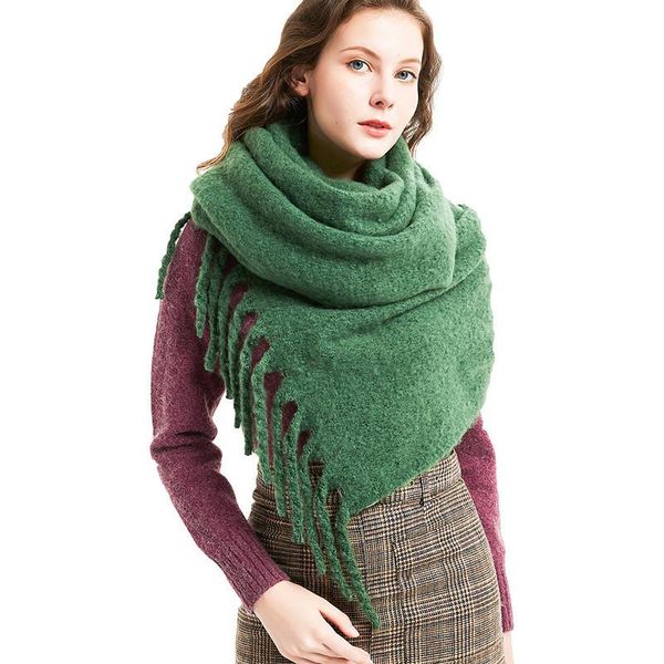 

scarves 2021 fashion cashmere women solid scarf winter warm shawl and wrap bandana pashmina long tassel female foulard thick blanket, Blue;gray