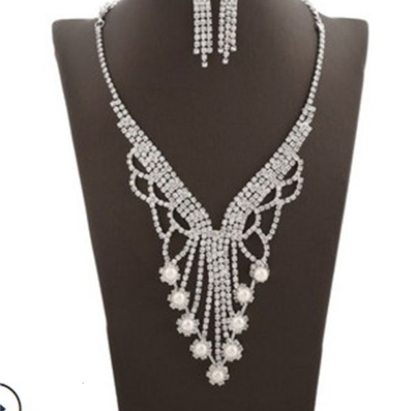 

2set/lots crystal diamond drop weddding bride lady's set necklace earings up-market gift ing, Silver