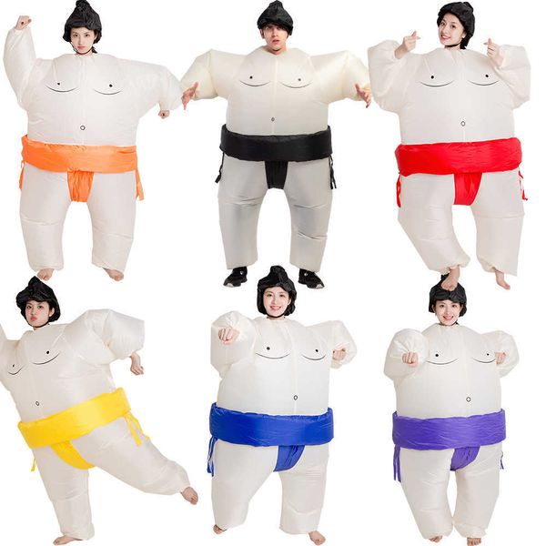 Sumo aufblasbares Kostüm Cosplay Wrestler Lustiger Blow Up Anzug Partykostüm Kostüm Halloween Kostüm für Erwachsene Kinder Overall Q0910