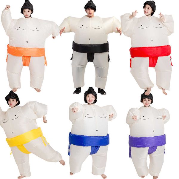 

sumo inflatable costume cosplay wrestler funny blow up suit party costume fancy dress halloween costume for kids jumpsuit q0910, Blue