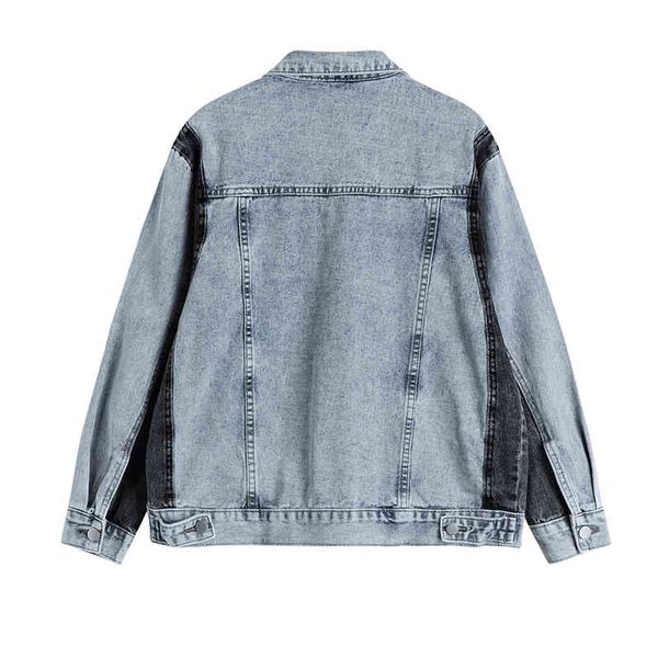 

women's jackets jean jacket women's clothing contrast shredded color jeans denim korean coat spring coats jackets for casual women, Black;brown