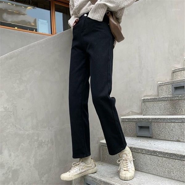 

woman jeans high waist clothes wide leg denim clothing straight black streetwear vintage warm winter fashion harajuku pants1, Blue