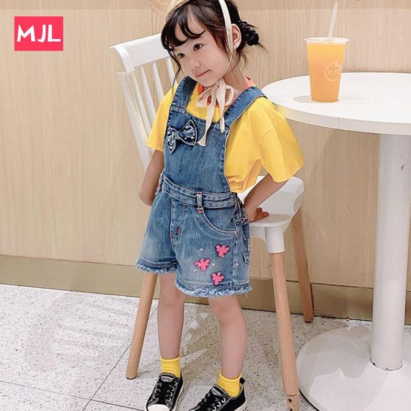 

jumpsuits mjl spring summer girl jumpsuit cute sweet fashion washed jeans denim romper straps short pants cowboy blue