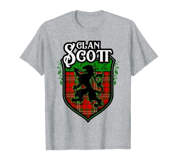 

clan scott surname scottish tartan lion rampant crest t-shirt, White;black