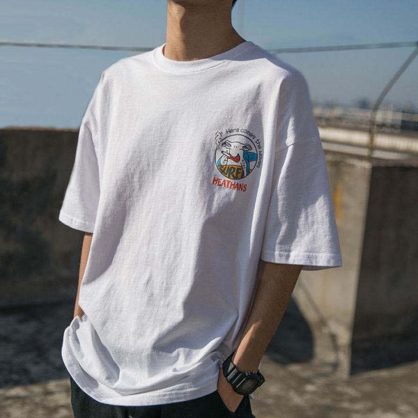 

street hip-hop short sleeve printed shirt base t-shirt s l xl 2xl noyn, White