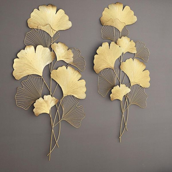 

chinese iron wall decoration light luxury decor for living room ginkgo leaf wall hangers nordic metal sofa decoration