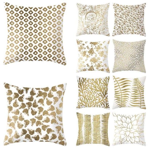 

cushion/decorative pillow gold case creative geometry golden painted pillowcase decorative christmas cushion cover for sofa pillows