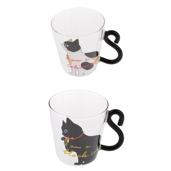 

coffee filters 2 style cat pattern double-layer glass espresso cup & handle 250ml