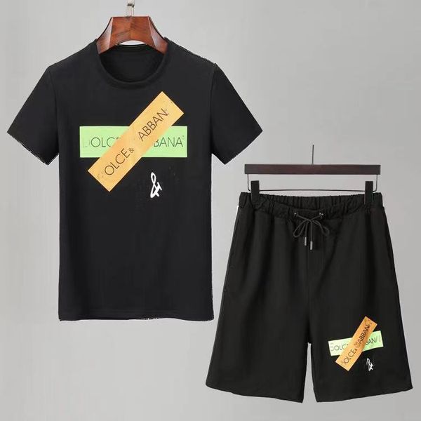

fashion tide brand men's and women's sportswear letters front back pattern short sleeve t-shirt five-point pants, Gray