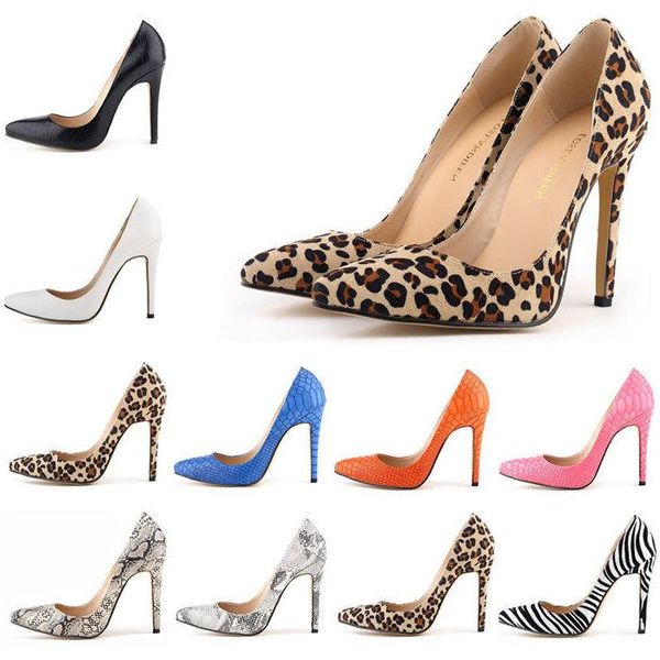 

dress shoes high-heeled women's snake leopard pattern slim, Black