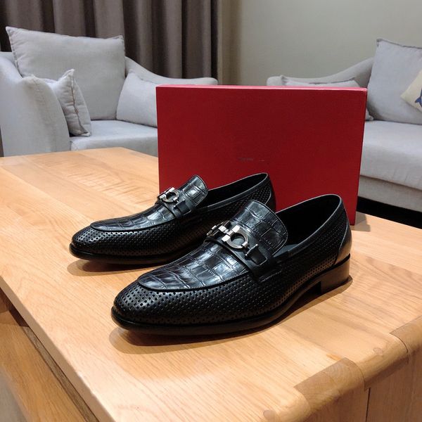 

new fashion alligator pattern single monk strap formal shoes luxury men pointed toe dress shoes breathable groom wedding shoe, Black